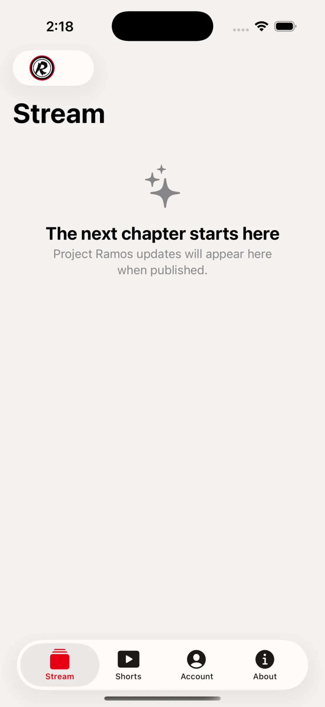 Early native iPhone Stream screen