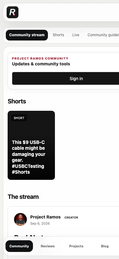 Mobile website before navigation cleanup