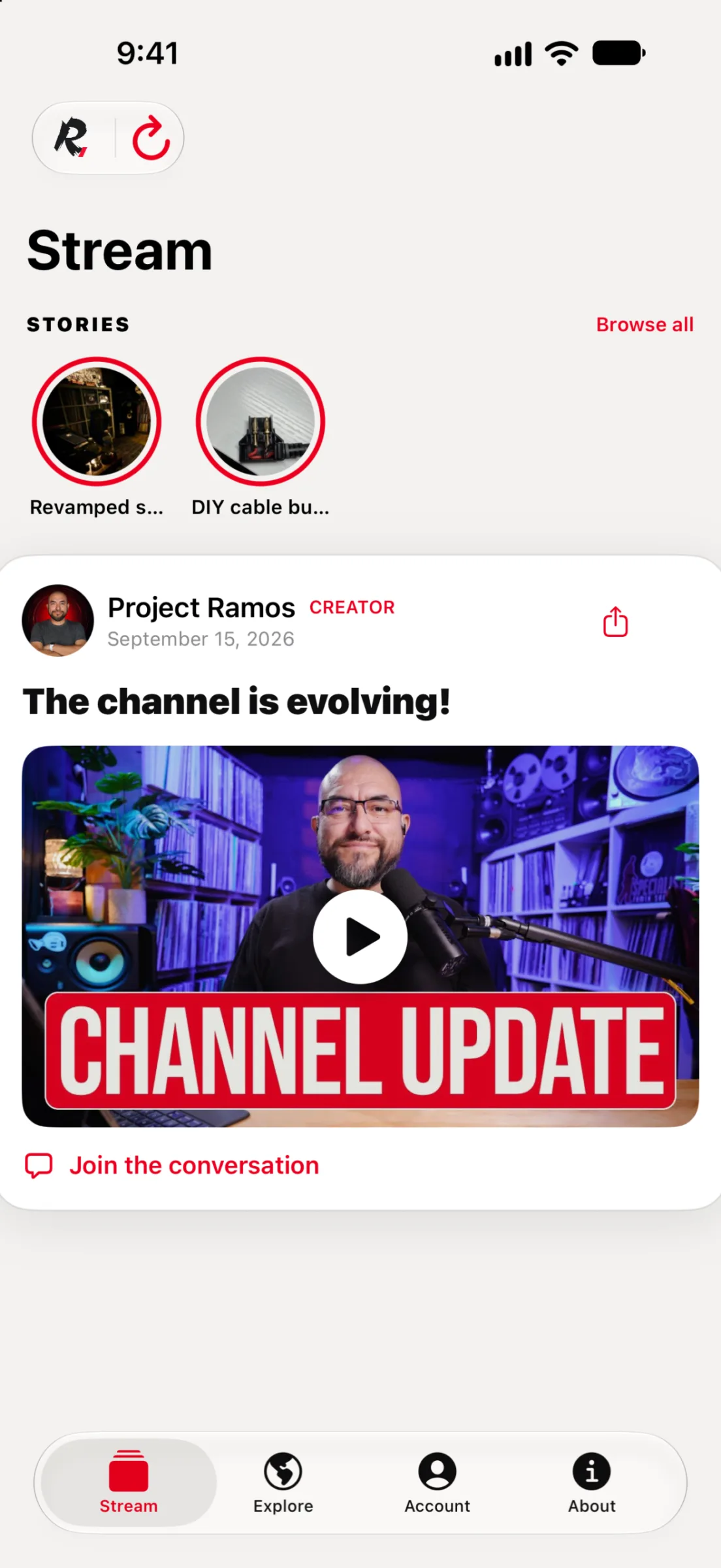 Historical iPhone Stream with Stories and video